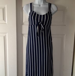 * SHASA BLUE & WHITE STRIPED DRESS, SIZE LARGE